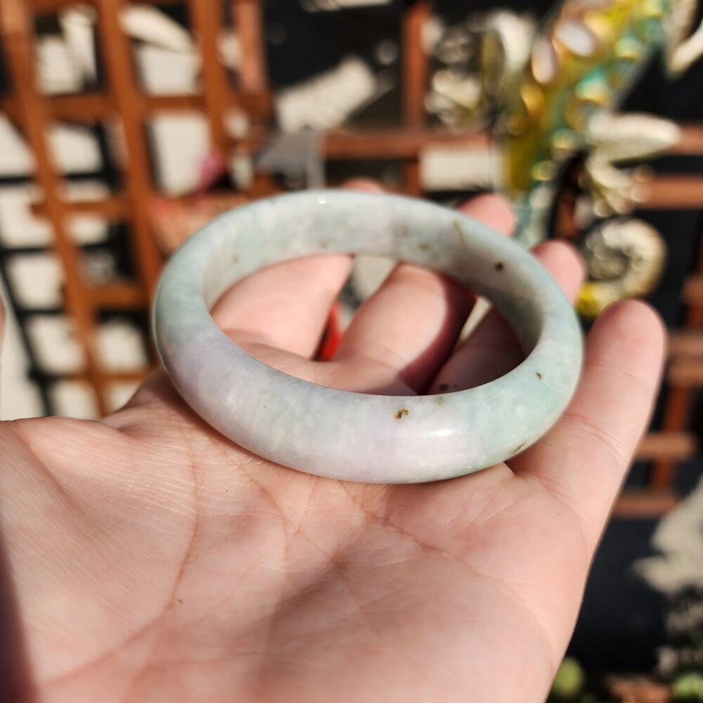 Jadeite Jade Bangle Green Natural Semi Translucent 335ct Myanmar Burma Bracelet - Picture 7 of 15